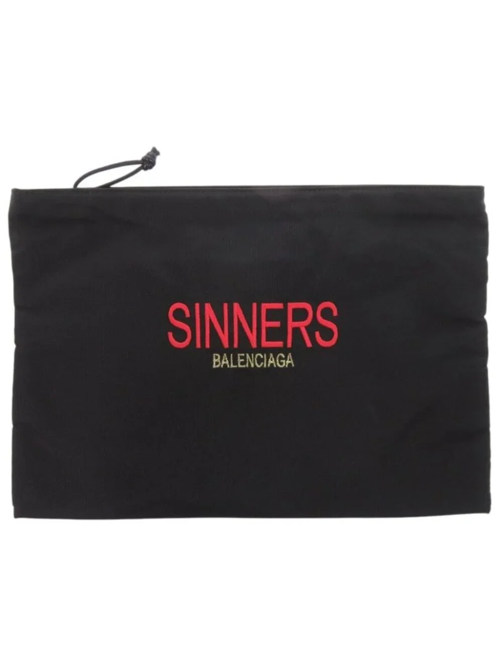 Balenciaga Logo Nylon Black Pouch Clutch